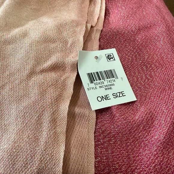 INC International Concepts Women Ombre Shine Pashmina Scarf Wrap Wine New - Picture 3 of 3